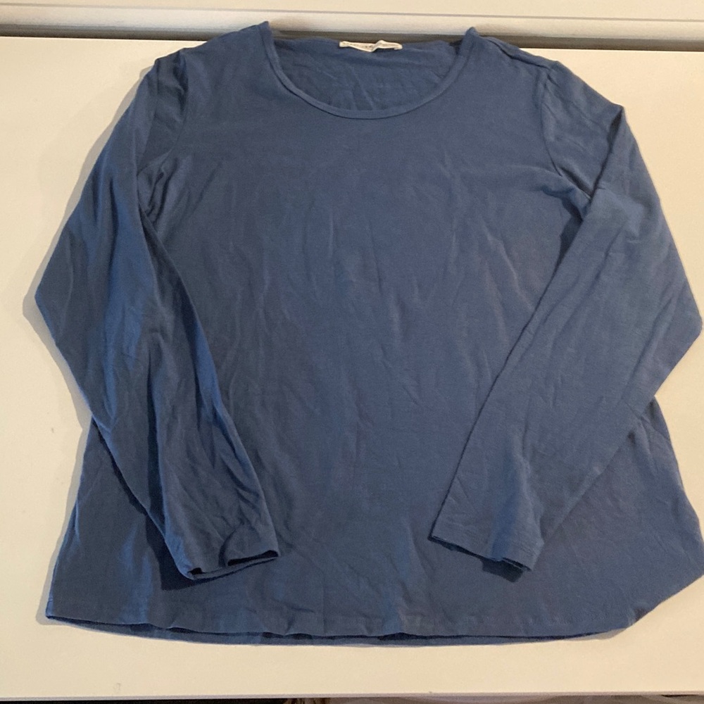 Peruvian Connection Soft Blue Pima Cotton Long Sleeve Tee XL